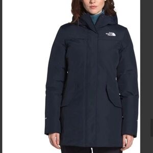 The North Face Navy 550 series Long puffy Jacket
